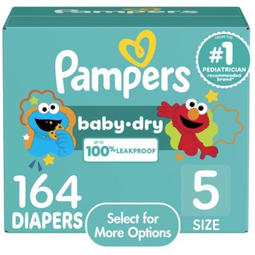 Pampers Baby Dry Diapers, Size 5, 164 Count - Infant leakproof protection