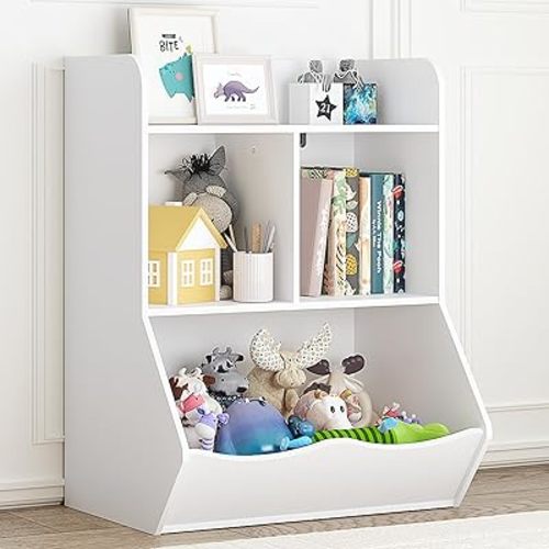 UTEX Toy Storage Organizer, 40" Kids Toy Storage Cubby with Bins,Toy Boxes and Storage for Playroom,Bedroom,Nursery School,White