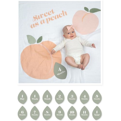 lulujo Baby’s First Year Milestone Blanket and Card Set | 40in x 40in (Sweet as a Peach)