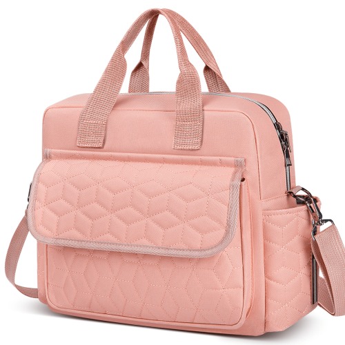 GPED Diaper Bag Tote, Multifunction Baby Diaper Bag with 3 Insulated Pockets, Dry & Wet Compartment Large Capacity Bag, Crossbody Travel Maternity Bag for Mom Dad, Lightweight Shoulder Mommy Bag(Pink)