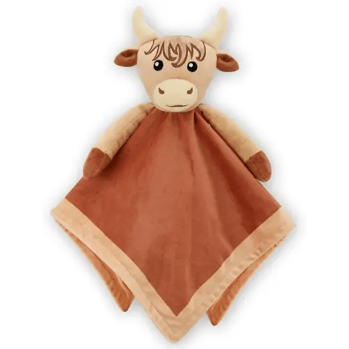 Highland Cow Baby Girl Security Blanket-Floral Highland Cow Lovey-Baby Nursery Stuff-Gfit for Newborn Girl Baby Shower
