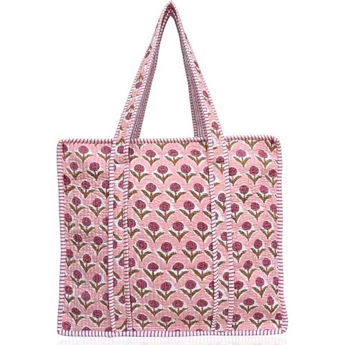 Cotton Quilted Tote Bag | Diaper Bag