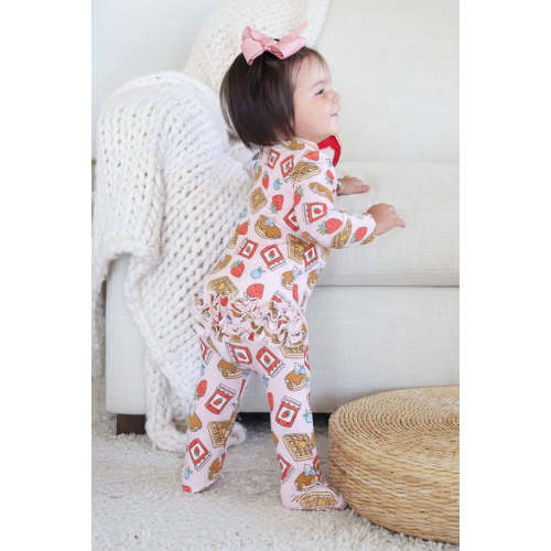 Sweet Stacks Ruffle Zipper Footie | Pink