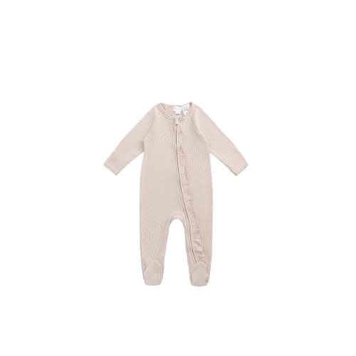 Organic Cotton Fine Rib Melanie Zip Onepiece - Pillow