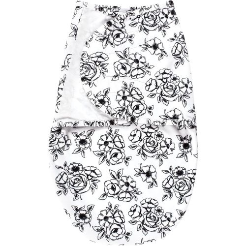Hudson Baby Unisex Baby Plush Faux Fur Swaddle Wrap, Black Toile, 0-3 Months