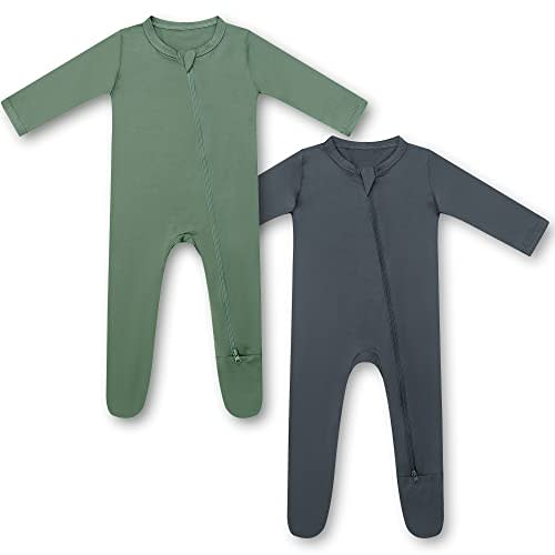 HAPIU Rayon from Bamboo Baby Footed Pajamas, 2 Way Zipper YKK, Footie for Baby Boy Girls, Newborn-24 Months