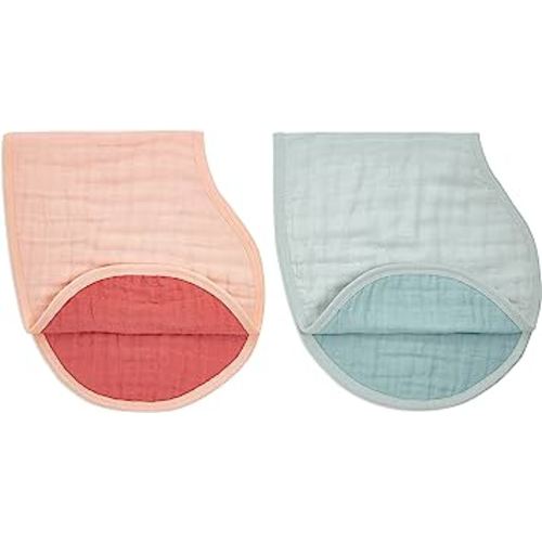 aden + anais Burpy Bib, 100% Organic Cotton Muslin, Soft Absorbent 4 Layers, Multi-Use Burp Cloth and Bib, 22.5" X 11", 2 Pack, Mother Earth