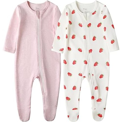 O2 BABY Baby Boys Girls Organic Cotton Zip-Front Sleeper Pajamas, Footed Sleep 'n Play