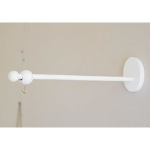 Wooden Crib Mobile Arm, Wall Mounted, Suitable for All Cribs, 100% Natural Beech, Nursery Decor, Baby Room Safe Holder (White)