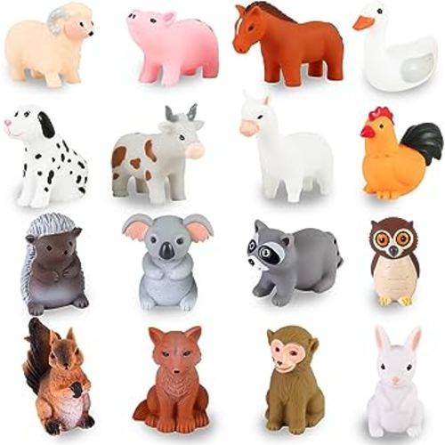 XY-WQ Bath Toys No Hole, for Infants 6-12& Toddlers 1-3, No Hole Bathtub Toys (Animal, 16 Pcs with Mesh Bag)