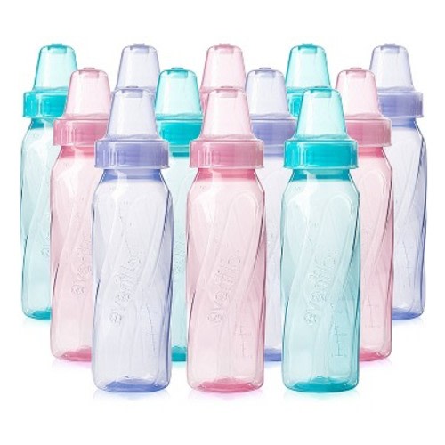 Evenflo Feeding Classic Tinted Plastic and Silicone Baby Bottles - 8oz/12ct
