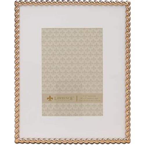 Lawrence Frames Rope Design Metal Frame, 8x10, Matted 5x7, Gold