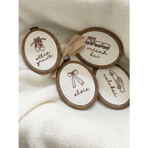 Hand Embroidered Baby Announcement | First Christmas ornaments|  Stocking  tags | Tree Ornaments| Baby Keepsakes|Holiday Ornament