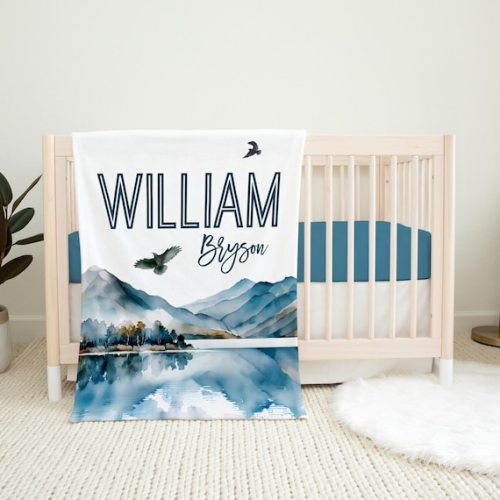 Mountains Baby Blanket, Personalized Baby Blanket, Mountains Nursery Theme, Newborn Mountain Blanket, Baby Shower Gift, Mountain Crib M27 - Etsy