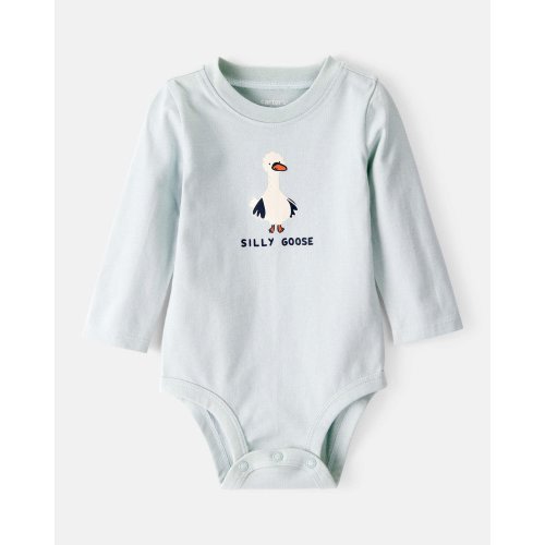 Baby Silly Goose Cotton Long-Sleeve Graphic Bodysuit - Blue - Carter's | Carter's