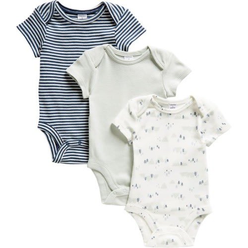 Baby Assorted 3-Pack Cotton Bodysuits, Newborn, Green Hush Mountain Pack
