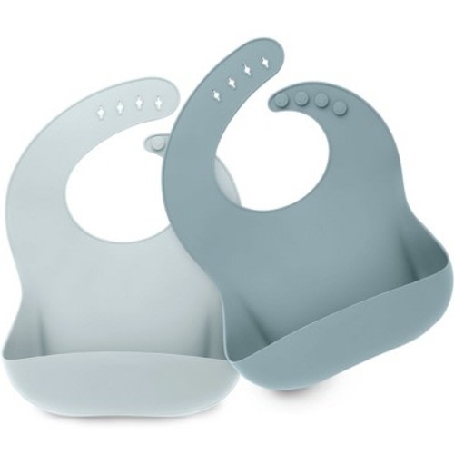 KeaBabies 2-Pack Silicone Bibs For Babies, Food Grade Silicone Baby Bibs for Eating, Feeding, Toddler Bibs, Boys, Girls, Color: Alps