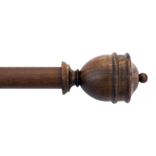 Better Homes & Gardens 1 Inch Adjustable Wooden Curtain Rod 42 to 120 inch with Wood Urn Finials for Door & Windows