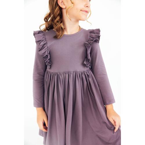 Vintage Violet L/S Ruffle Twirl Dress | Mila & Rose