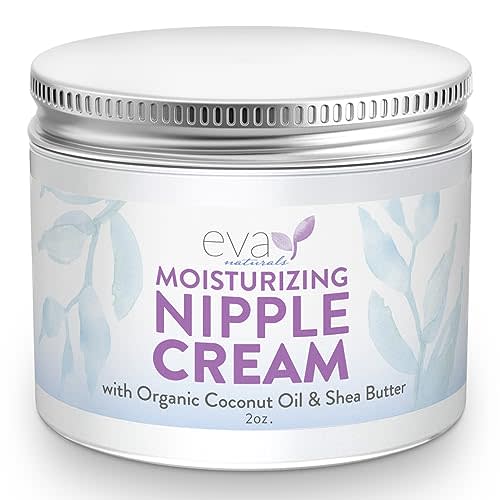 Eva Naturals Safe Nipple Cream for Breastfeeding - Nipple Balm for Dry Cracked Nipples - Lanolin Free Nipple Butter for Breastfeeding Pain with Organic Shea Butter, Coconut Butter & Argan Oil