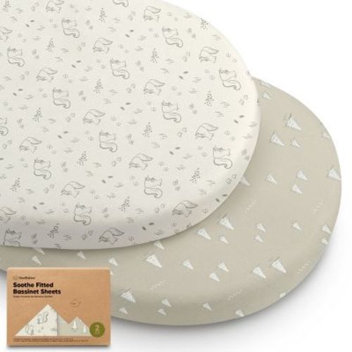 KeaBabies Organic Bassinet Sheet for Baby Girls, Boys, 2-Pack Soothe Bassinet Fitted Sheets, Bedside Bassinet Mattress Sheet (Pine Grove)