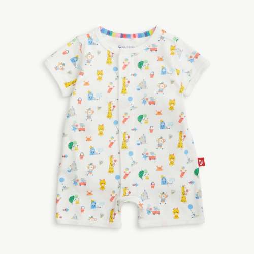 seaside sand squad organic cotton magnetic short sleeve romper – Magnetic Me