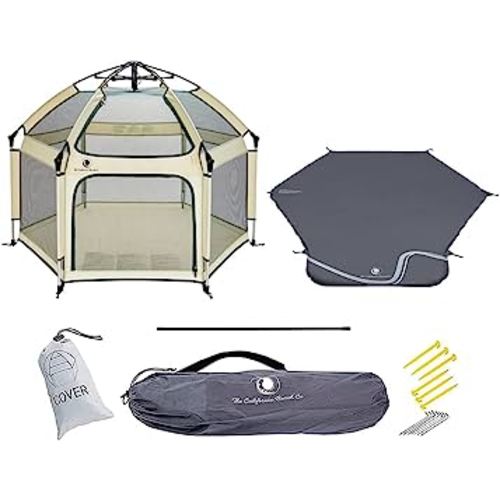 POP 'N GO Premium Outdoor Baby Playpen with Self-Inflating Playmat (Warm Ivory)