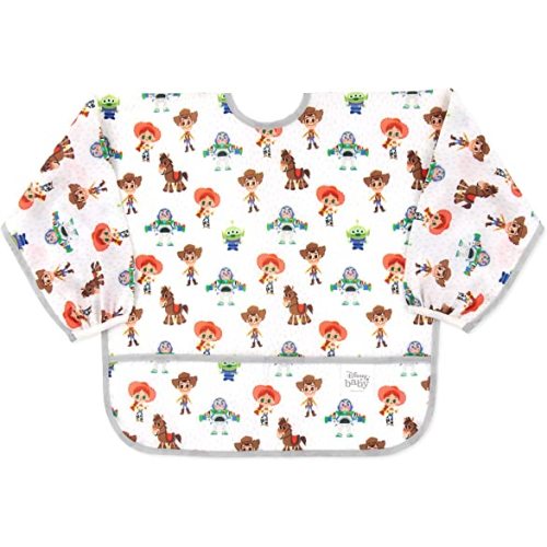 Bumkins Sleeved Bib Baby Bib, Toddler Bib, Smock, Waterproof Fabric, Fits Ages 6-24 Months