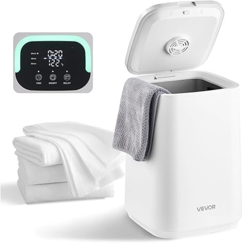 VEVOR 20L Towel Warmer Bucket, Towel Warmer with 24H Delay Timer, Child Lock & Auto Shut Off Towel Heater, LED Display & U-shaped Light, Towel Warmer for Bathroom, Spa, Bathrobes, Blankets, Pajama