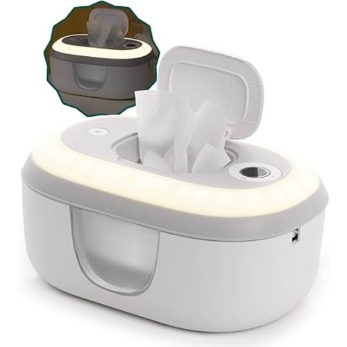 Babelio Baby Wipe Warmer and Wet Wipes Dispenser | Large Capacity Wipes Warmer for Babies with Night Light | Top Even Heating, 4-Level Temperature (100-131℉) | Newborn Essentials
