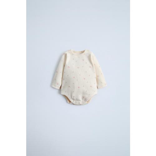 FLORAL RIBBED BODYSUIT - Light pink | ZARA United States
