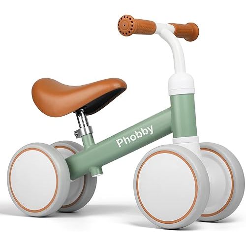 Baby Balance Bike for 1 2 3 Years Old Boys Girls, 4 Wheels Toddler Bike with Adjustable Seat, 12-36 Months Kids First Birthday Toy Gift