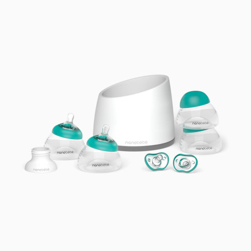 Nanobebe Breastmilk Bottle Starter Set - Teal And Grey
