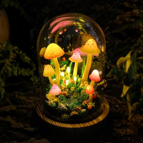 Colorful Mushroom Lamp with Miniature Pond, Enchanted Mushroom Forest Night Light for Bedroom, Living Room, Magical Home Decor, Unique Gift