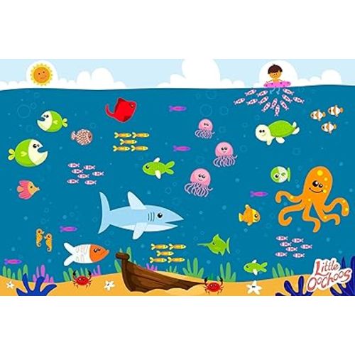 Underwater Disposable Placemats Topper for Table 60 Mats for Children Kids Toddlers Baby Perfect use as Restaurants Place mats BPA Free Eco Friendly Sticks to Table Fun Keep Neat Now!