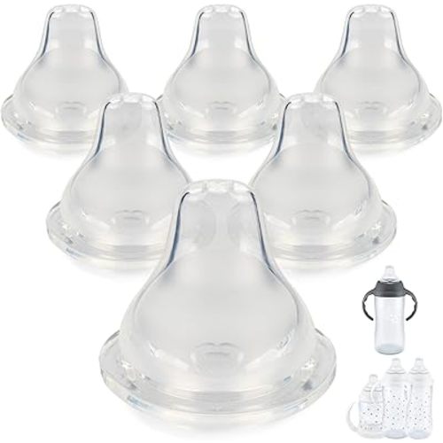Sippy Cup Nipples for NUK Active Sippy Cup and Learner Cup,Variable Flow, Silicone Replacement Nipple,6+ Months,6 Count