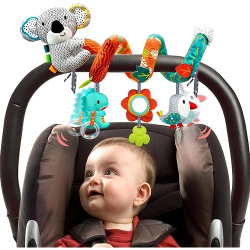 Car Seat Toys for Babies 0-6 Months, Newborn Toys Baby Toys 0-3 Months Stroller Toys, Infant Toys 0-6 Months for Carseat Stroller Crib with Mirror, Rattle, Teether for 0 3 6 9 12 Boys Girls