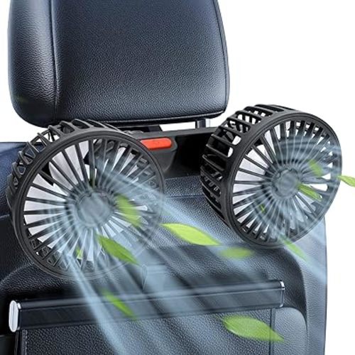 Car Fans for Backseat for Kids,USB Dual Head Car Fans That Blow Cold Air,360° Rotatable Headrest Fan 3-Speed Car Seat Fan for SUV Truck Sedan
