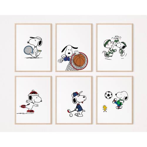 12 Snoopy Sports Gallery Wall Art Set/Wall Decor/Classroom Kindergarten Nursery School Poster/Charlie Brown/Peanuts Printable/Print/L7