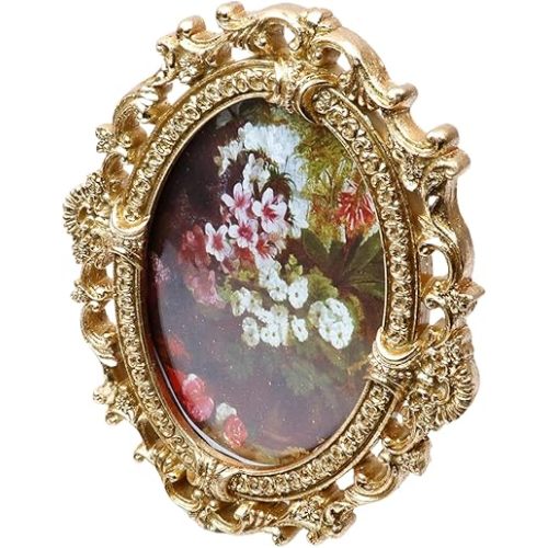 Vintage Oval Photo Frame, 8-Inch X 6-Inch, Elegant Antique Golden for Wall Hanging or Tabletop Display, Home Decor