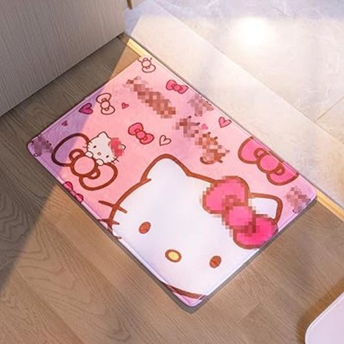 Cartoon Bath Mat Rug Super Absorbent Quick Dry Non Slip Bottom Easy to Clean Cute Soft Carpet for Shower Sink Bathtub Bathroom Toilet 40x60cm (Pink - A)
