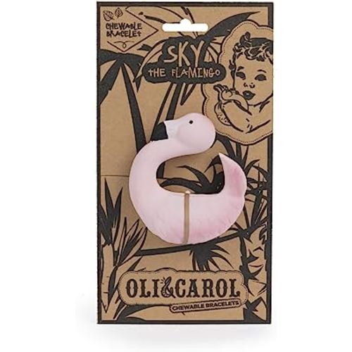 Oli & Carol, Sky The Flamingo, Chewable Bracelet Teether, Baby and Toddler Teether