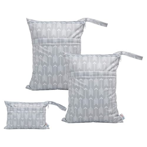 ALVABABY 3pcs Baby Cloth Diaper Wet/Dry Bags|Waterproof Reusable with Two Pockets|Travel, Beach, Pool, Daycare, Soiled Baby Items,Yoga,Gym Bag for Swimsuits or Wet Clothes 3L-YX36