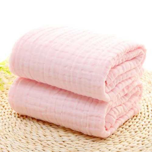 1Pcs Baby Muslin Bath Towels, Super Soft Cotton Bath Towel 6 Layers Infant Newborn Swaddle Blanket 41.34 X 41.34 Inches,Baby Registry as Shower (Pink)
