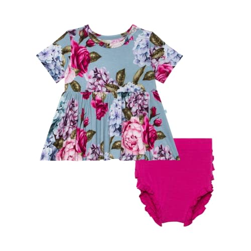 Posh Peanut Two Piece Set - Short Sleeve Peplum Top & Shorts Set - Breathable Viscose from Bamboo Baby Girl Outfits