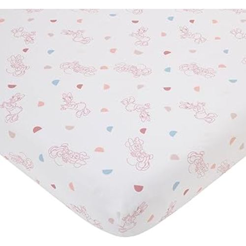 Disney Minnie Mouse White, Light Blue, and Peach with Daisy Duck Super Soft Nursery Fitted Crib Sheet