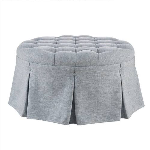 Martha Stewart Terri Skirt Button Tufted Round Ottoman