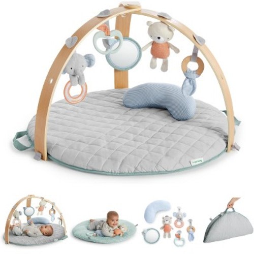 Ingenuity Cozy Spot Reversible Duvet Activity Gym With Wooden Toy Bar