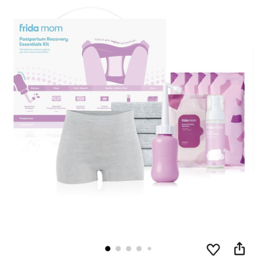 Frida Mom Postpartum Recovery Essentials Kit, Includes Disposable Underwear, Instant Ice Maxi Pads, Perineal Healing Foam, Perineal Healing Pad Liners and Upside Down Peri Bottle (11pc Gift Set)