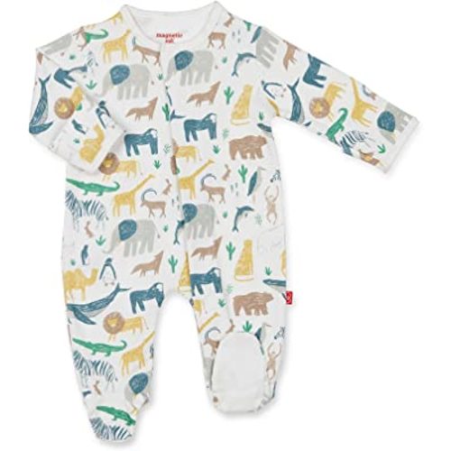 Magnetic Me Footie Pajamas - 100% Organic Cotton Baby Pajamas - Quick Magnetic Fastener Sleeper for Baby Boy and Girl